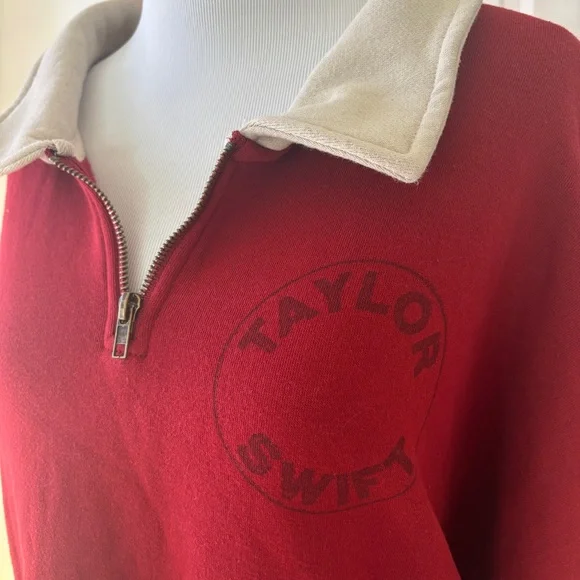 Taylor Swift “Taylor’s Version” RED Quarter-Zip Polo Sweater, L-XXL fit - Picture 3 of 13